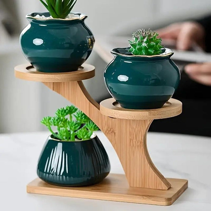 3-Tier Bamboo Plant Stand | Tree-Shaped Indoor Display