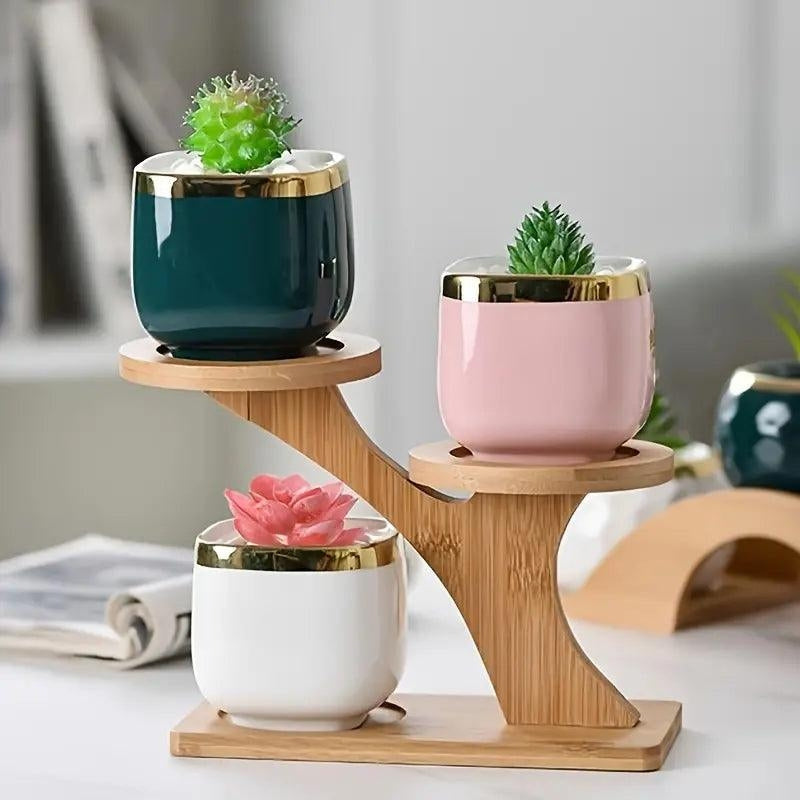 3-Tier Bamboo Plant Stand | Tree-Shaped Indoor Display
