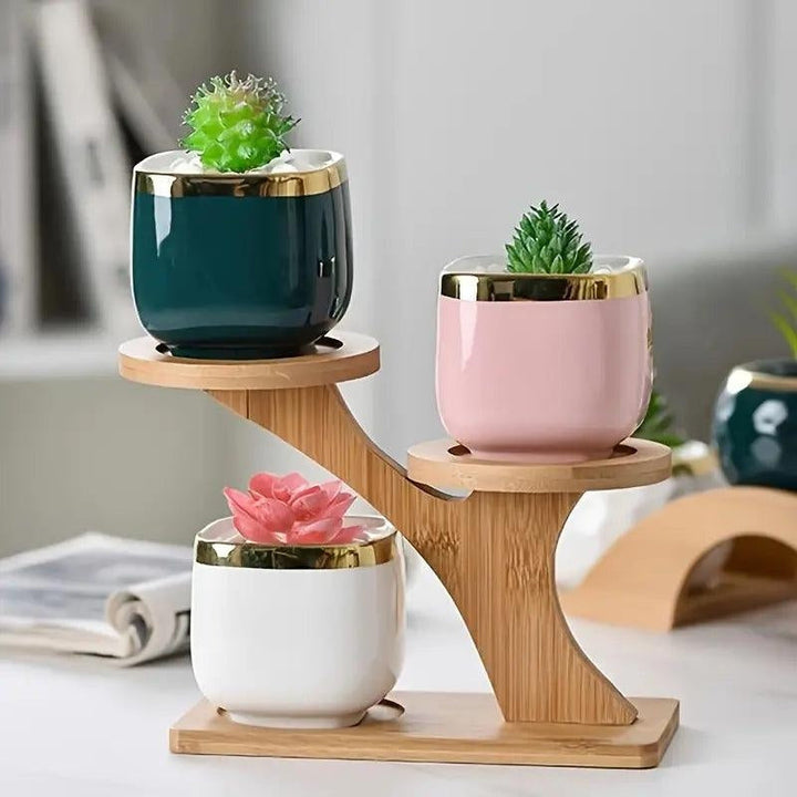 3-Tier Bamboo Plant Stand | Tree-Shaped Indoor Display