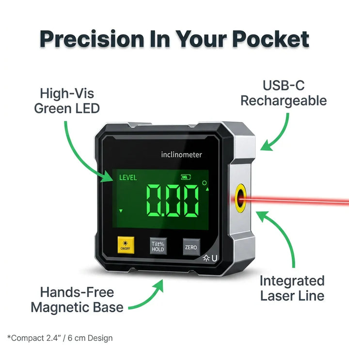 Digital Laser Level with Magnetic Base | 5.6 cm Compact Design | Hands-Free Laser Guided Precision for Cabinetry &amp; Tiling 2