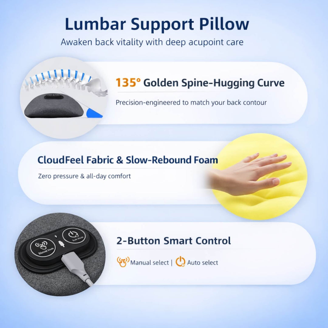 3-in-1 Heated Back Massager | Lumbar Support | Vibration | Heat Function | Electric