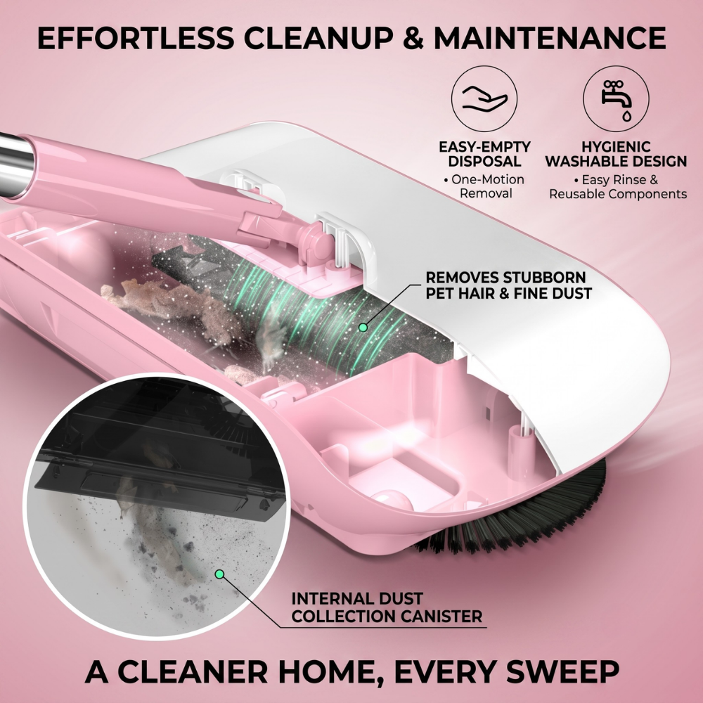 3-in-1 Household Sweeper | Twin Brushes, Manual Push