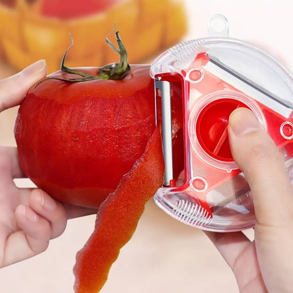 3 in 1 Vegetable Peeler Grater Shredder | Chipper Flat and Serrated Blades | Peels Slices Grates and Shreds Produce