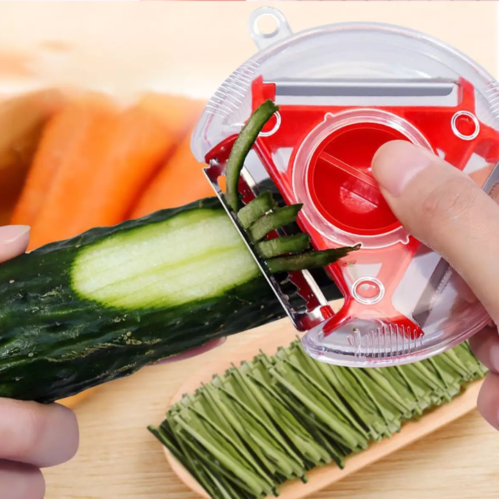 3 in 1 Vegetable Peeler Grater Shredder | Chipper Flat and Serrated Blades | Peels Slices Grates and Shreds Produce