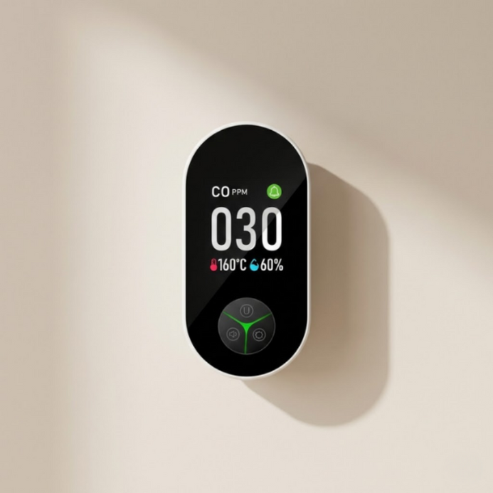 3-in-1 Carbon Monoxide Detector with Temperature and Humidity Display – Plug-In CO Alarm with 85 dB Alert, Color LCD Screen 1