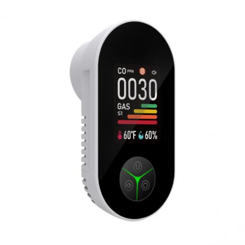 3-in-1 Carbon Monoxide Detector with Temperature and Humidity Display – Plug-In CO Alarm with 85 dB Alert, Color LCD Screen 2