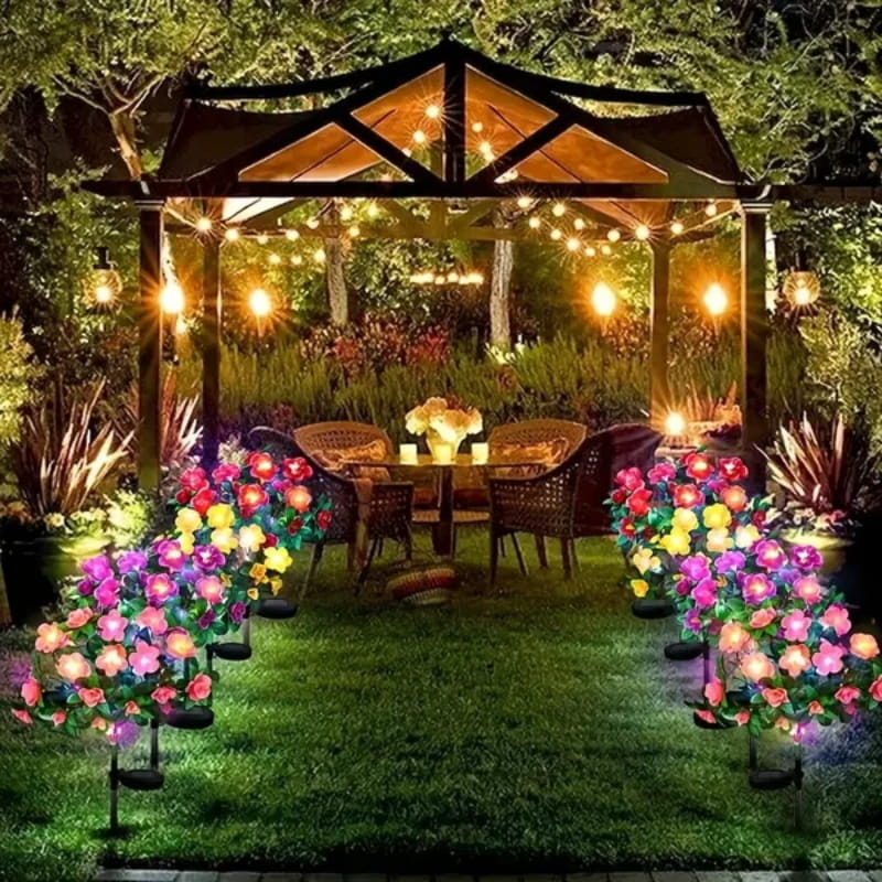 Mood Lighting Garden Flower Stakes Solar Weatherproof with Two Light Modes 2
