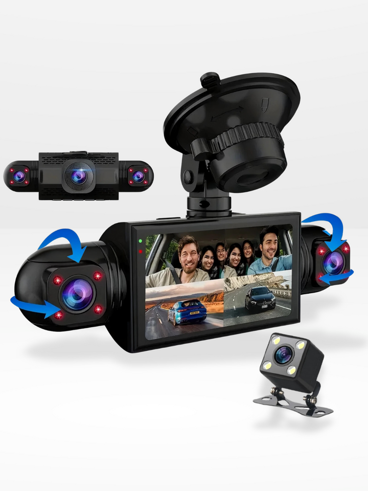 360° Dash Camera | 4 Wide-Angle Lenses | 1080P | Night Vision | G-Sensor | Loop Recording | Parking Mode