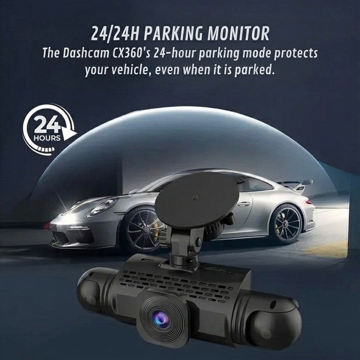 360° Dash Camera | 4 Wide-Angle Lenses | 1080P | Night Vision | G-Sensor | Loop Recording | Parking Mode