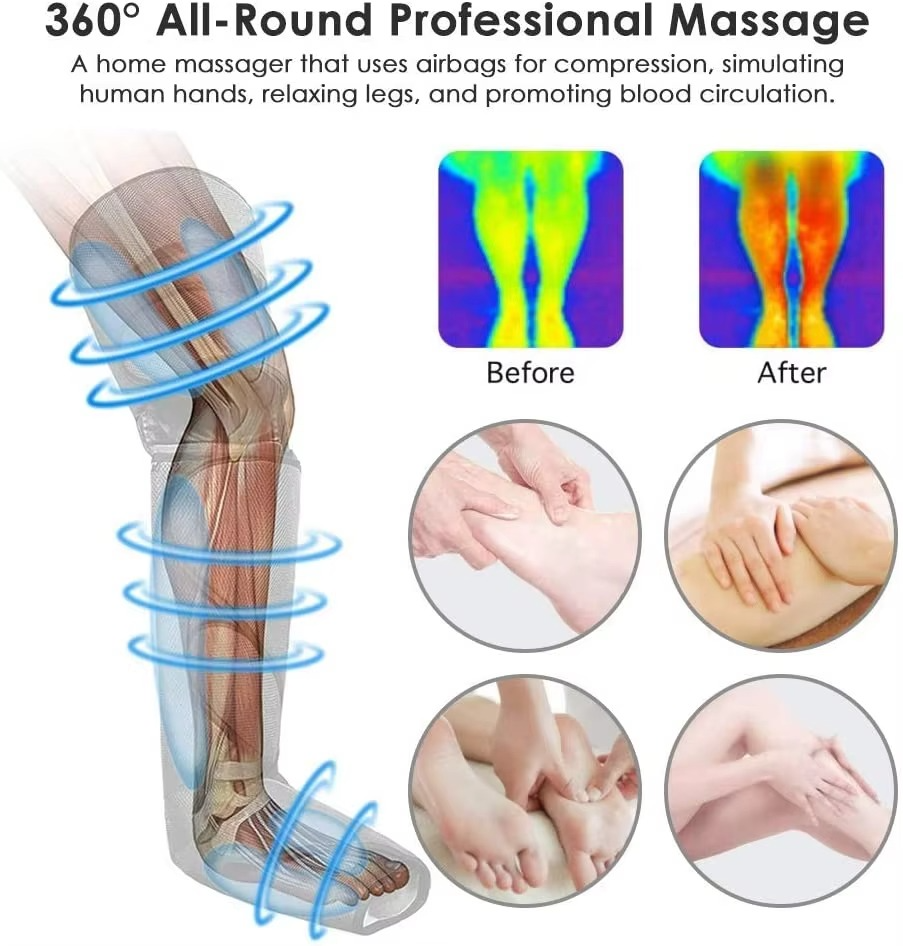 360° Leg Compression Massager with Knee Heat | Full Leg Coverage | Cordless | 6 Massage Modes