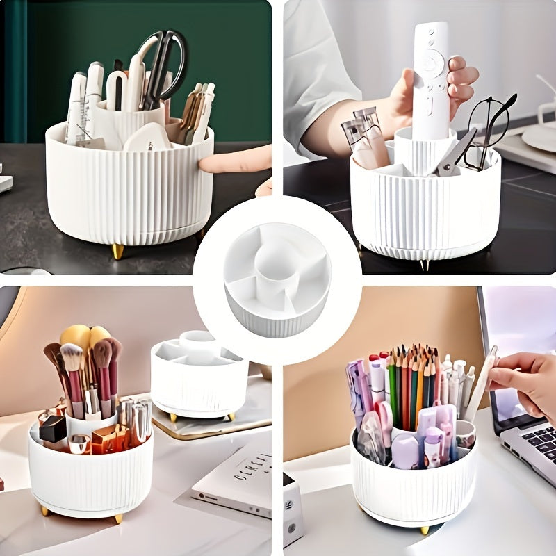 360° Rotating Cosmetic Organizer | Five Sections, Raised Feet