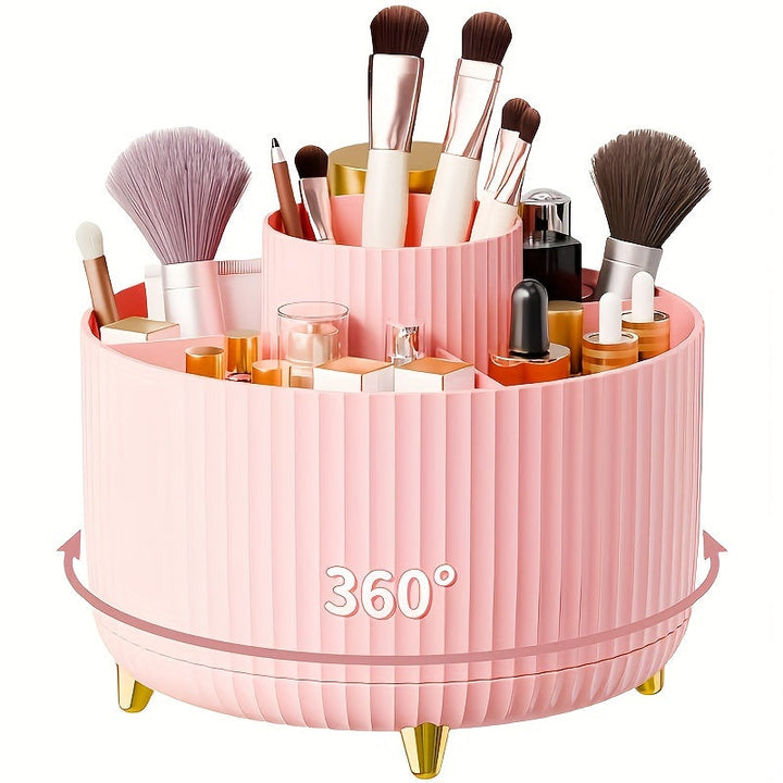 360° Rotating Cosmetic Organizer | Five Sections, Raised Feet