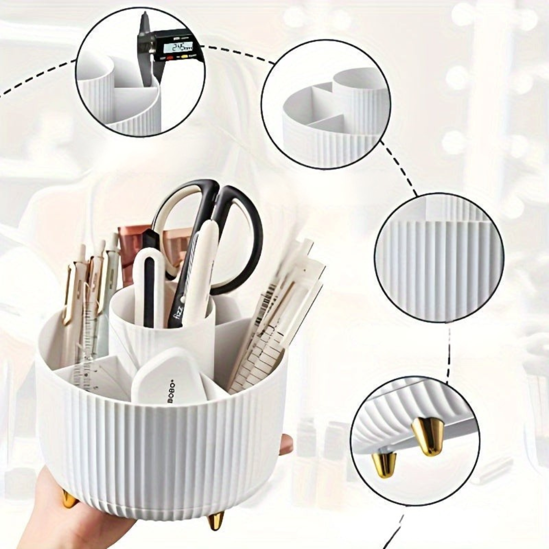 360° Rotating Cosmetic Organizer | Five Sections, Raised Feet