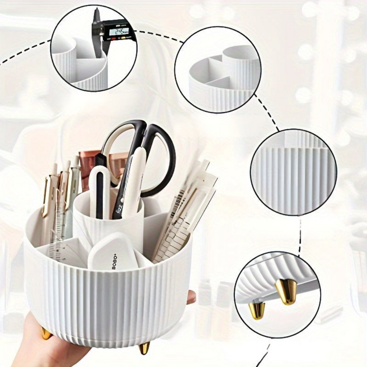 360° Rotating Cosmetic Organizer | Five Sections, Raised Feet
