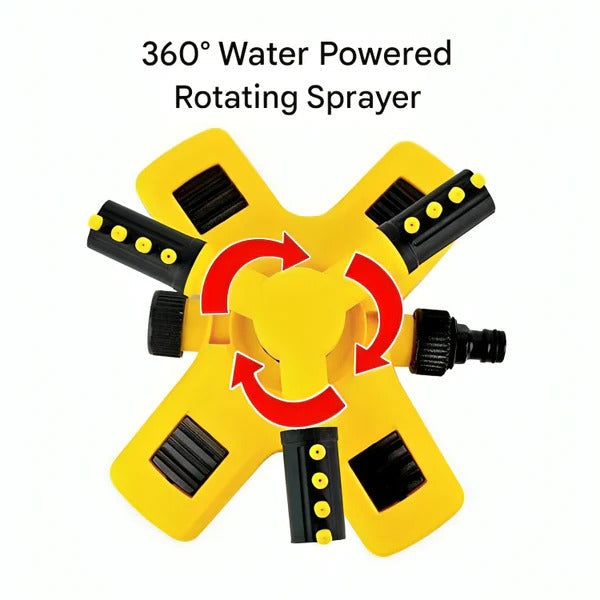 360° Rotating Garden Sprinkler | Adjustable Spray Distance | Universal Hose Connector | Stable Base