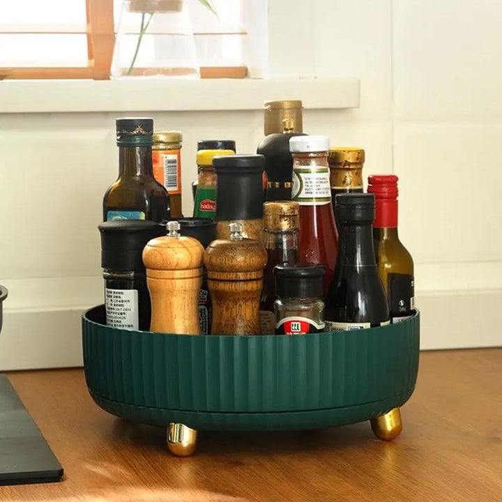 360° Rotating Storage Tray | Fluted Round Fruit Bowl