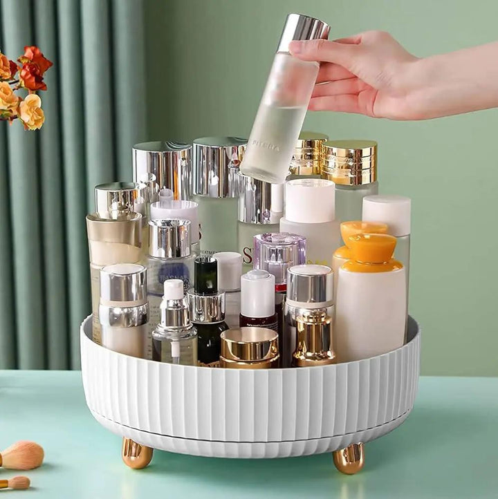 360° Rotating Storage Tray | Fluted Round Fruit Bowl