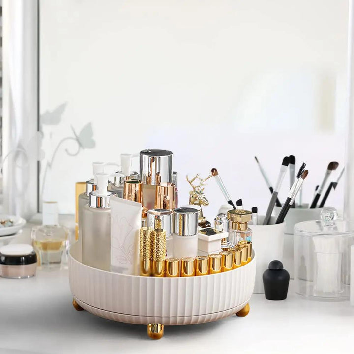 360° Rotating Storage Tray | Fluted Round Fruit Bowl