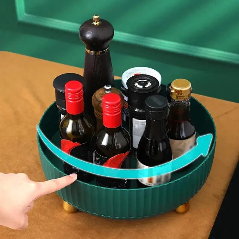 360° Rotating Storage Tray | Fluted Round Fruit Bowl