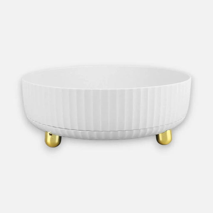 360° Rotating Storage Tray | Fluted Round Fruit Bowl