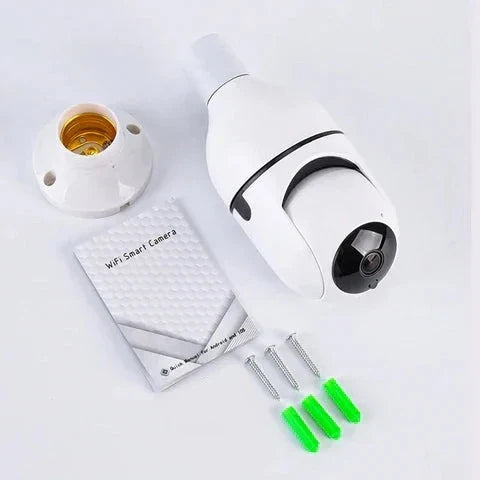 360° Security Camera for E27 Socket | Full HD Night Vision &amp; Motion Detection Alerts | Wi-Fi App Control Indoor Outdoor