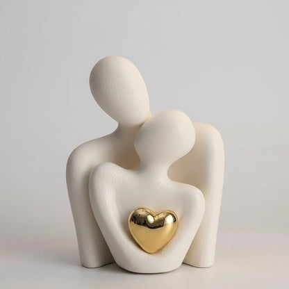 Timeless Love Figurine | Abstract Lovers with Golden Heart