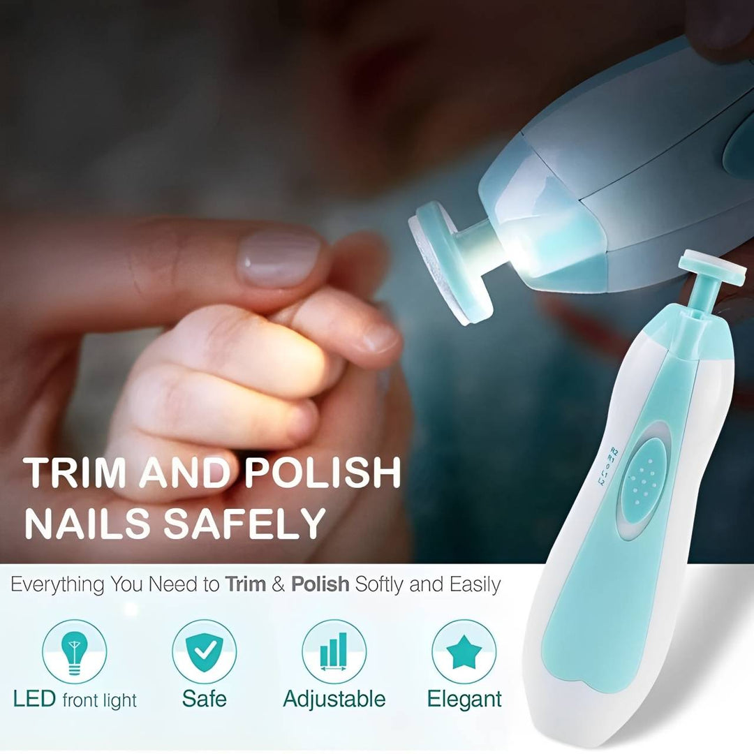 Electric Baby Nail Trimmer | 6 Grinding Heads &amp; 4-Speed Bi-Directional Rotation | Quiet LED-Guided Filing for Whole Family 5