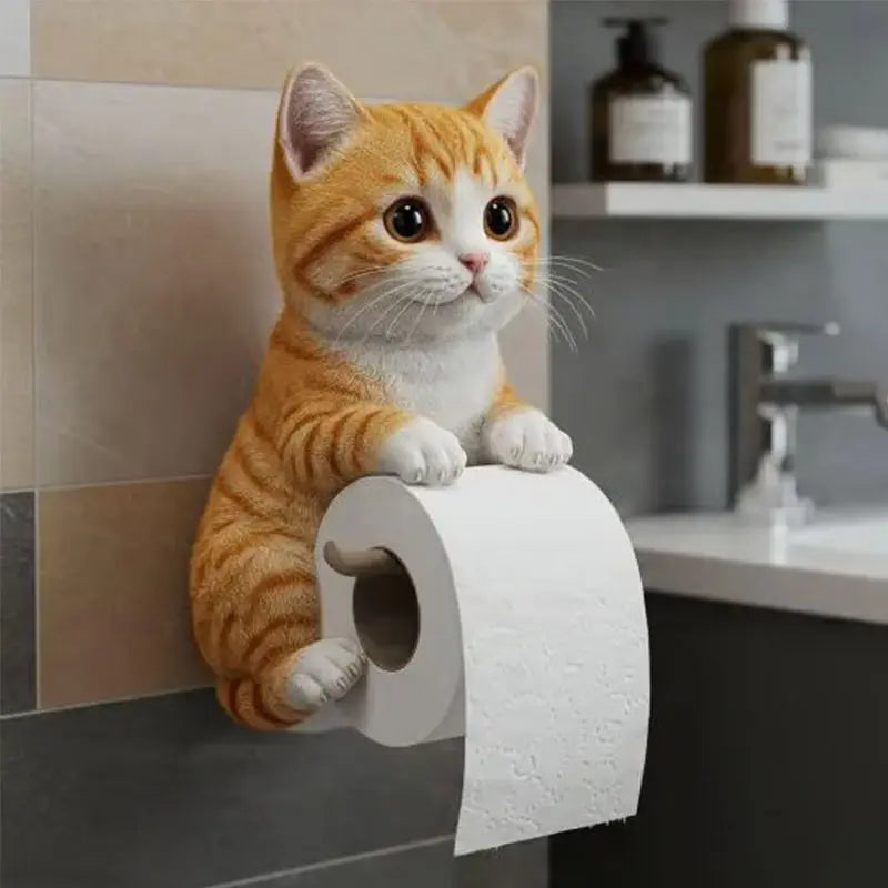 3D Cat Toilet Paper Holder | Wall-Mounted Kitten Design