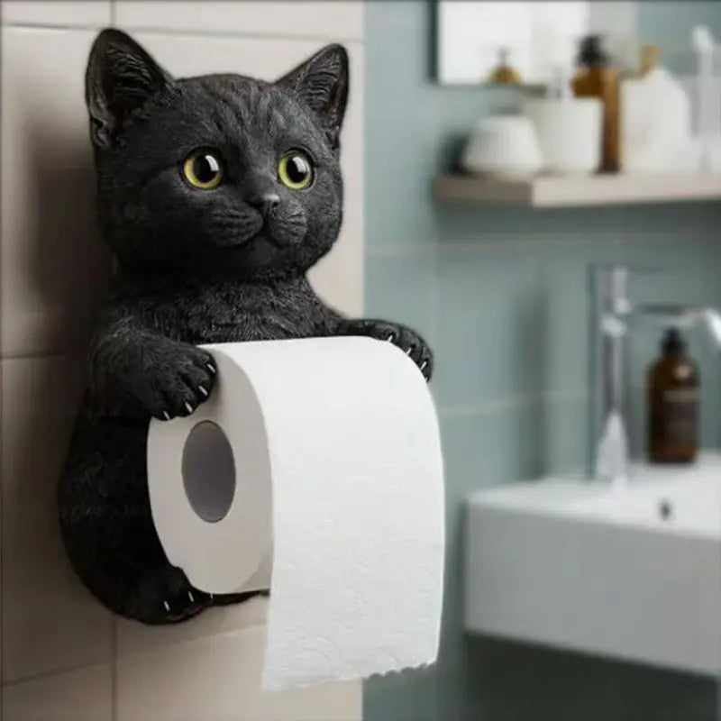 3D Cat Toilet Paper Holder | Wall-Mounted Kitten Design