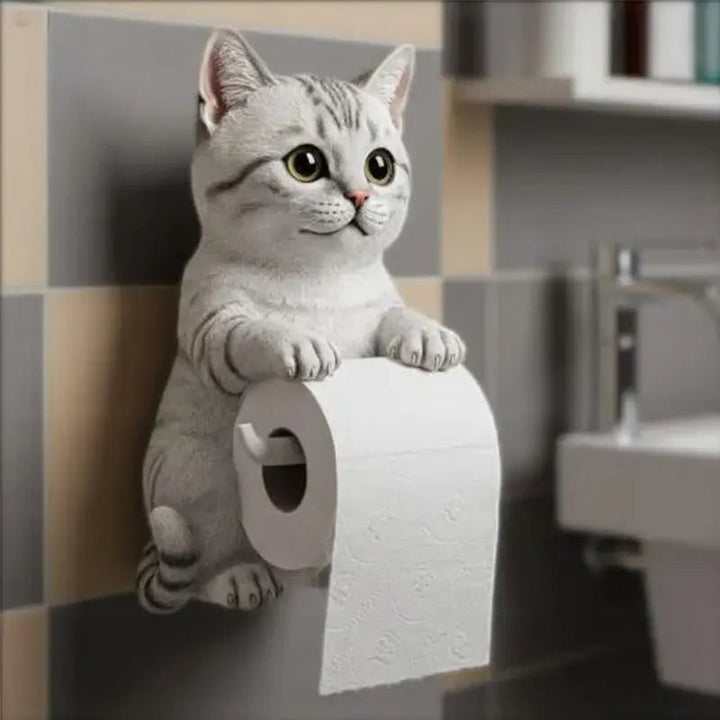 3D Cat Toilet Paper Holder | Wall-Mounted Kitten Design