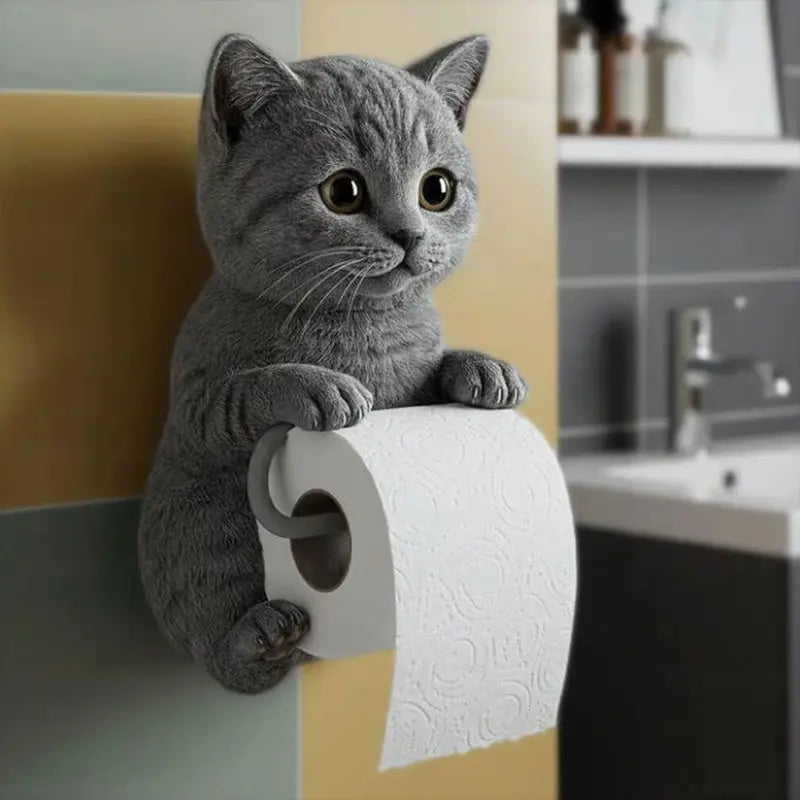 3D Cat Toilet Paper Holder | Wall-Mounted Kitten Design