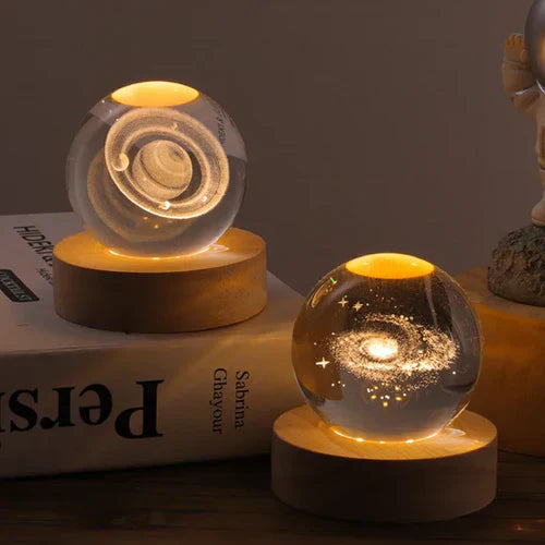 3D Engraved Crystal Ball Lamp | LED Moon Night Light