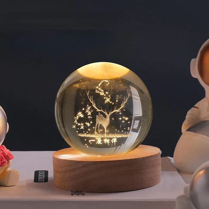 3D Engraved Crystal Ball Lamp | LED Moon Night Light