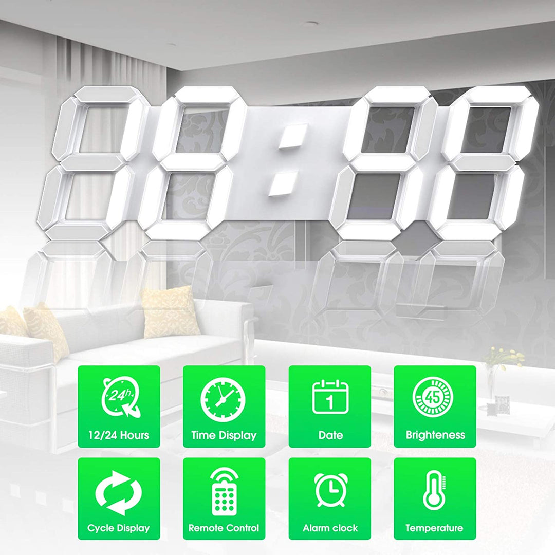 3D LED Digital Wall Clock | Remote-Controlled 38cm Display