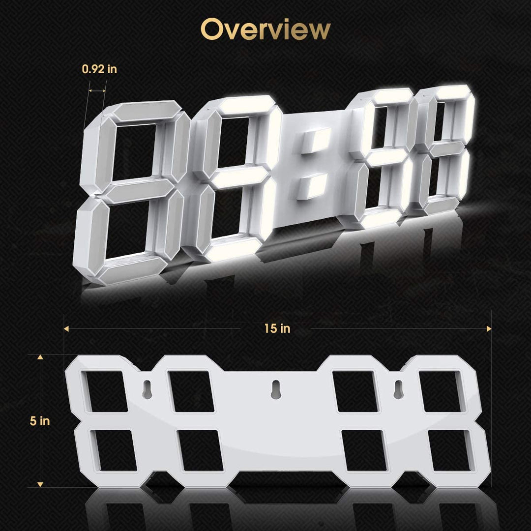 3D LED Digital Wall Clock | Remote-Controlled 38cm Display