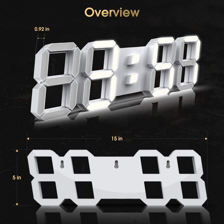 3D LED Digital Wall Clock | Remote-Controlled 38cm Display