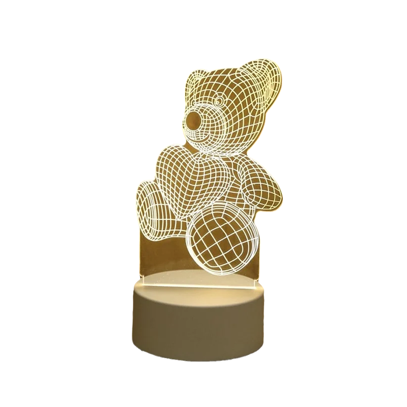 3D LED Night Lamp USB Powered Three Color Decorative Light 0