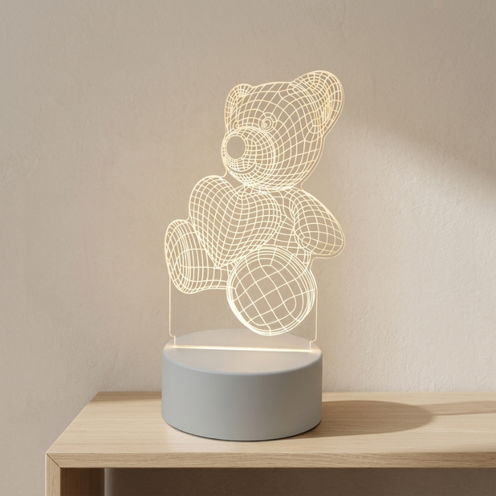3D LED Night Lamp USB Powered Three Color Decorative Light 1