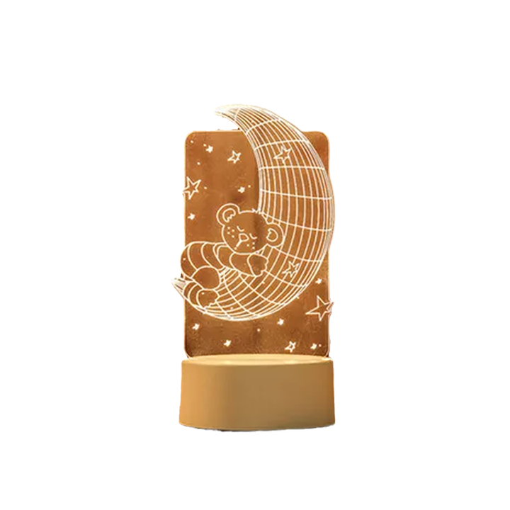 3D LED Night Lamp USB Powered Three Color Decorative Light 13