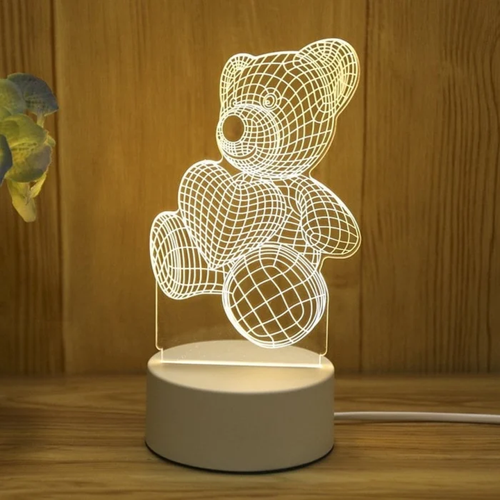 3D LED Night Lamp USB Powered Three Color Decorative Light 2
