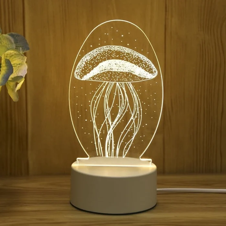 3D LED Night Lamp USB Powered Three Color Decorative Light 3
