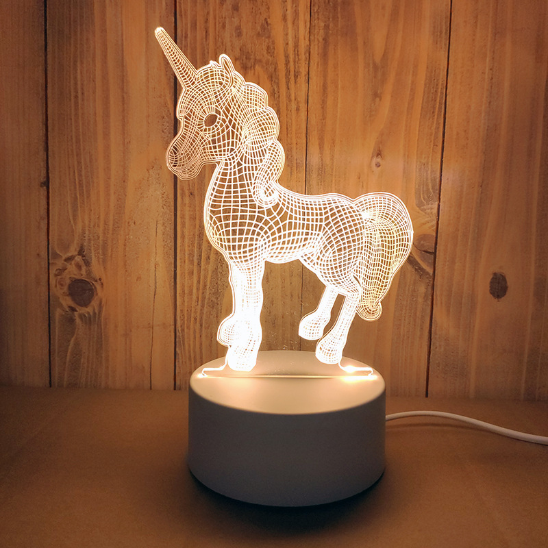 3D LED Night Lamp USB Powered Three Color Decorative Light 4