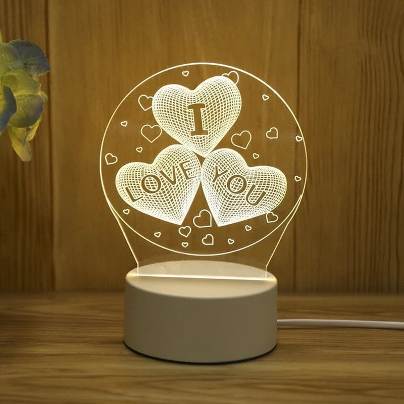3D LED Night Lamp USB Powered Three Color Decorative Light 6