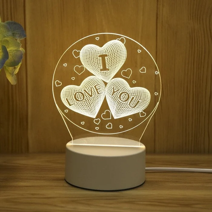 3D LED Night Lamp USB Powered Three Color Decorative Light 6