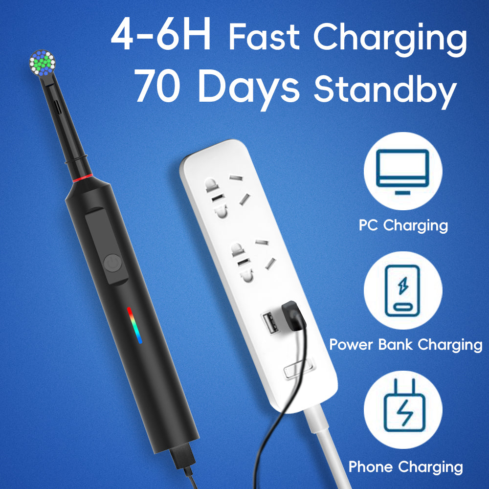 Electric Rotating Toothbrush | 3 Cleaning Modes &amp; Pressure Sensor | 70-Day Battery, USB-C Fast Charging, IPX7 Waterproof 5