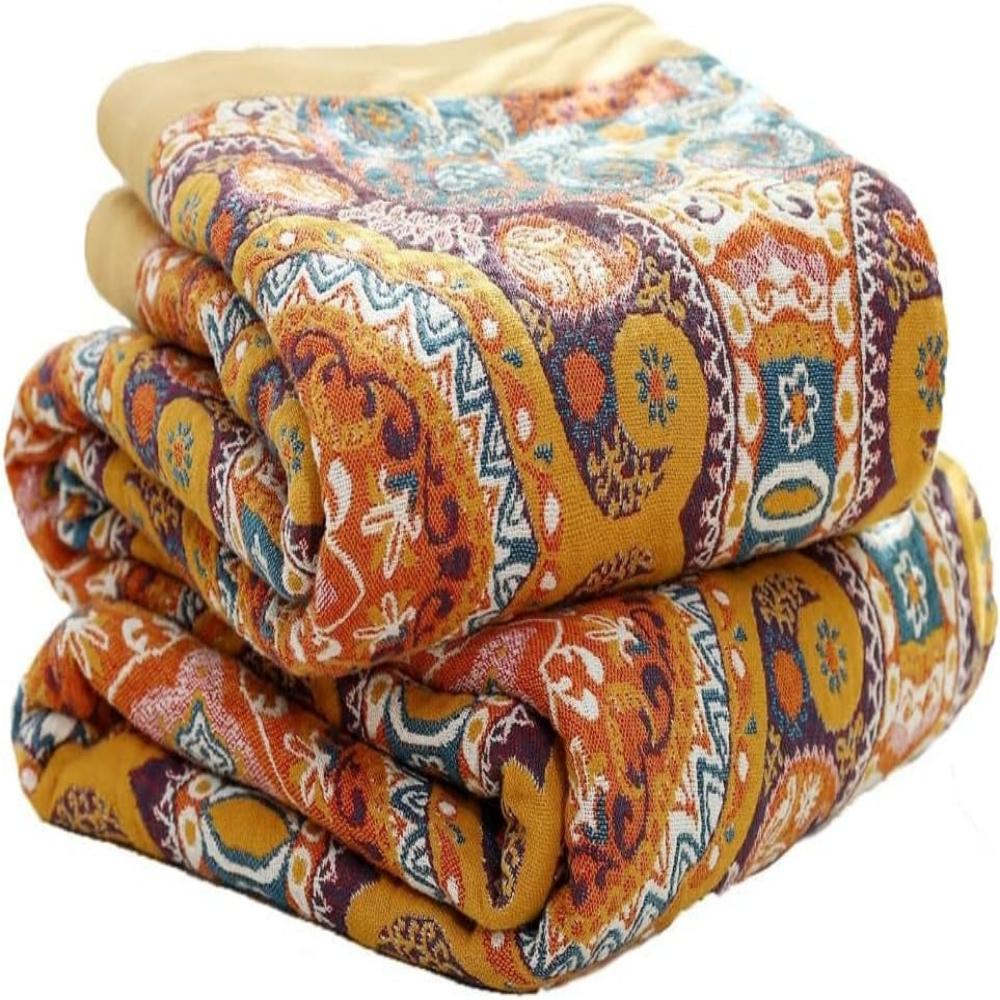 Reversible Cooling Blanket 150x200cm / 200x230cm | Dual-Sided Boho Design | Breathable Moisture-Wicking All-Season Throw 4