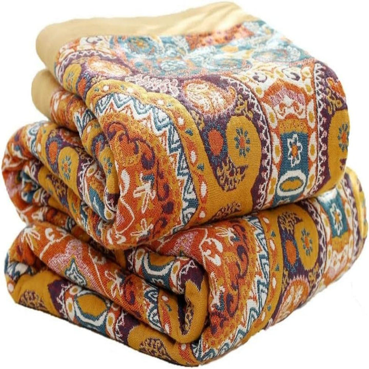 Reversible Cooling Blanket 150x200cm / 200x230cm | Dual-Sided Boho Design | Breathable Moisture-Wicking All-Season Throw 4