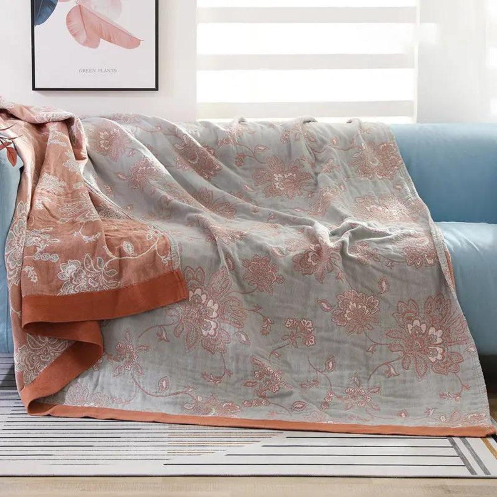 Floral Jacquard Blanket | Breathable All-Season Throw, 2 Sizes | 5 Colours, Machine Washable Bed, Sofa &amp; Lounge Cover 4