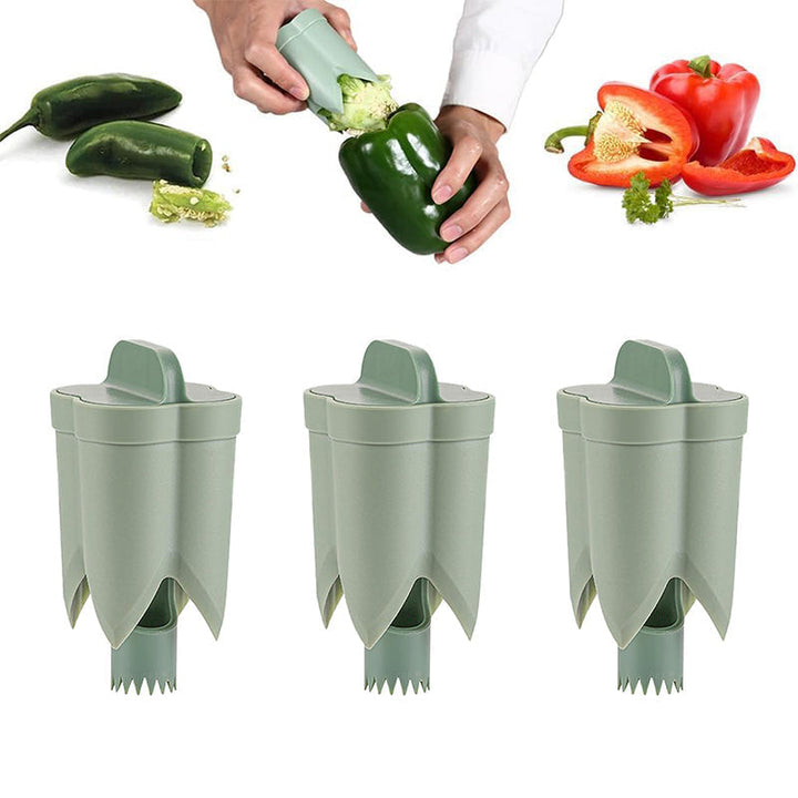 2-In-1 Fruit and Pepper Corer, ABS | Green, Two-Piece Snap Design | Removes Cores and Seeds Without Damaging the Flesh 21