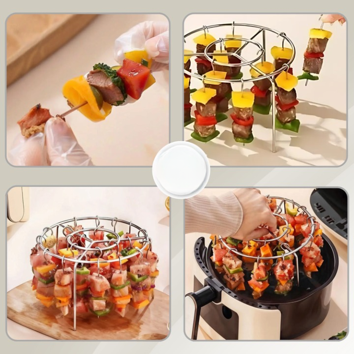 Spießaufsatz für Heißluftfritteusen – Indoor-Grillen Leicht Gemacht - Zorenza